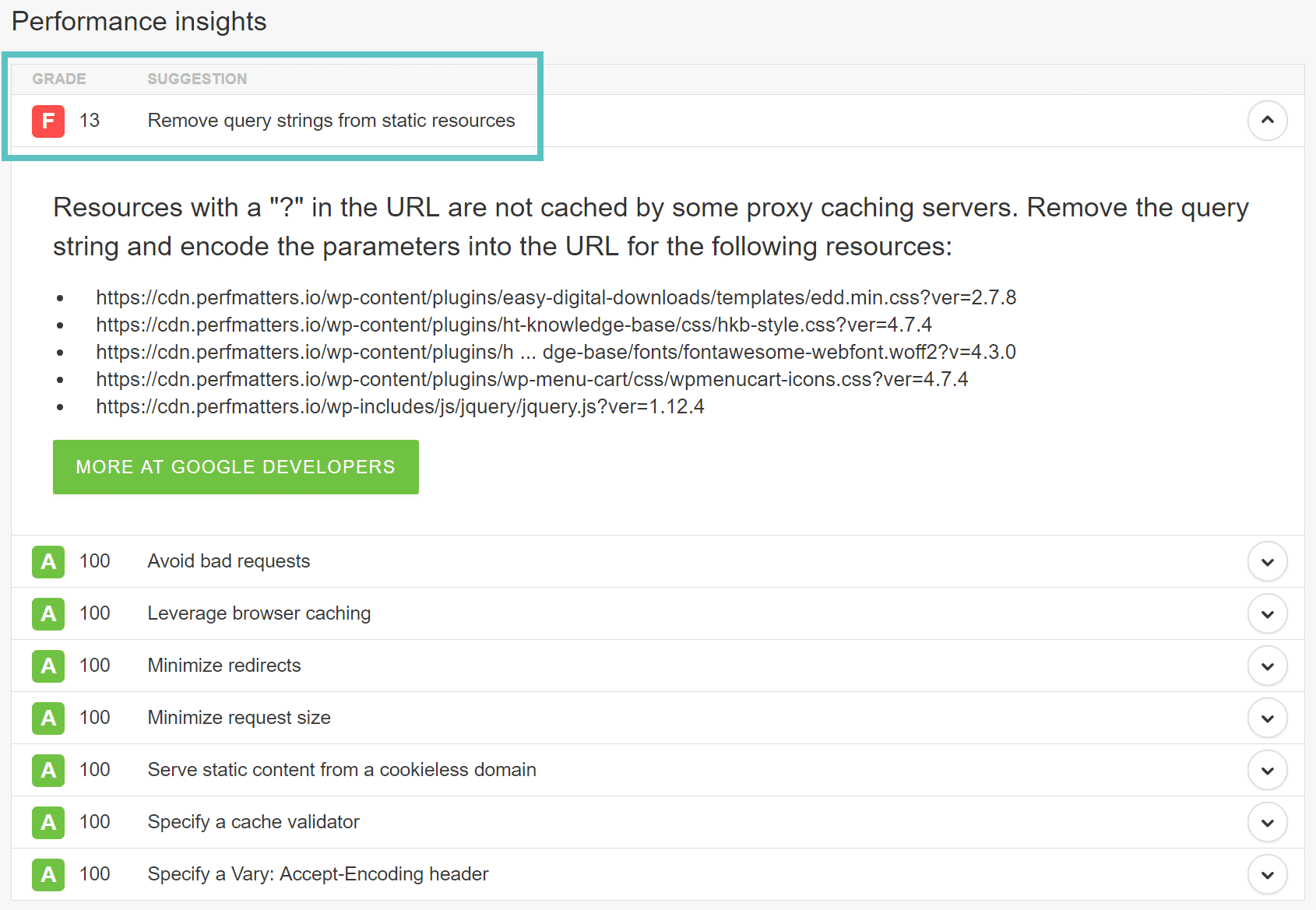 Remove Query Strings From Static Resources（静的リソースからクエリ列を削除する）