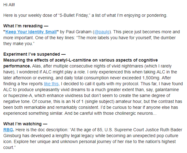 5-Bullet Fridayの文章構成の例 