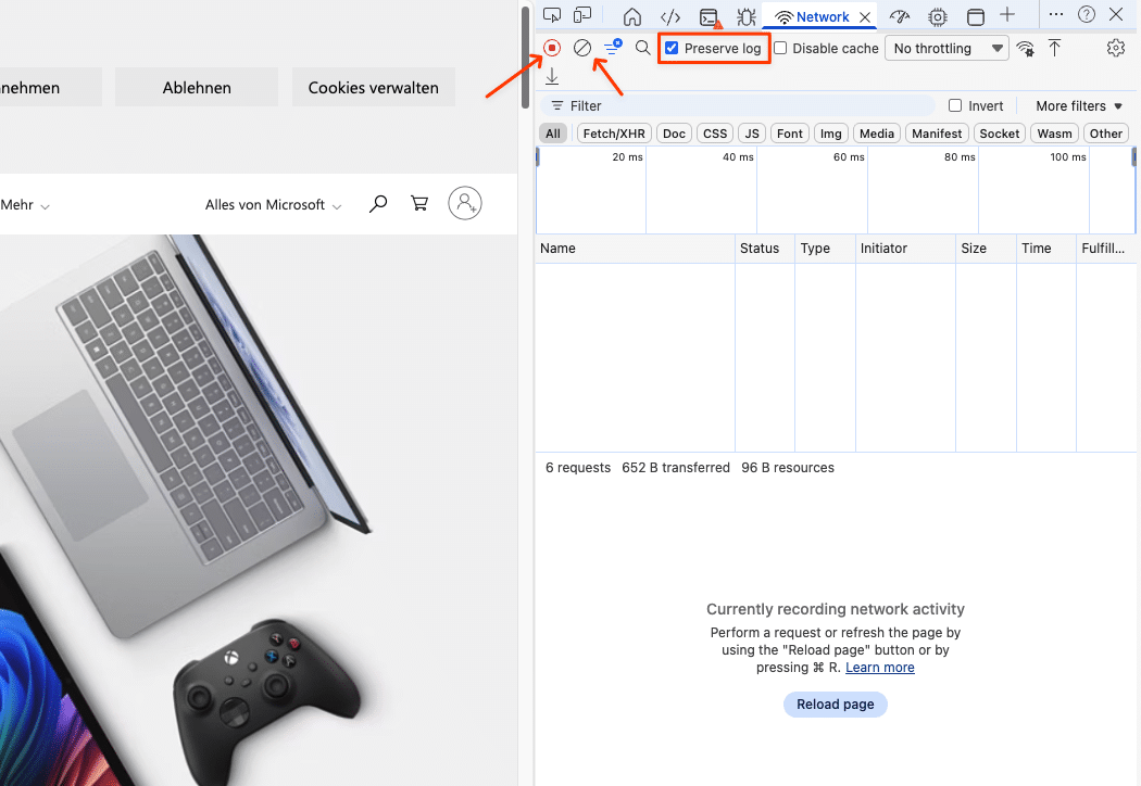 クリックしてログを保存し、古いメッセージを消去