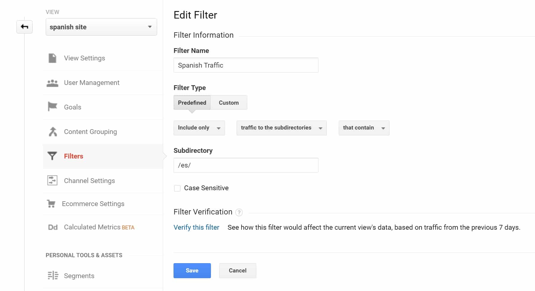 Include only Spanish traffic Neem alleen Spaans verkeer op