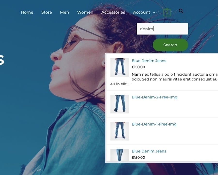 Live zoekresultaten met een -livezoekbalk door Ivory Search