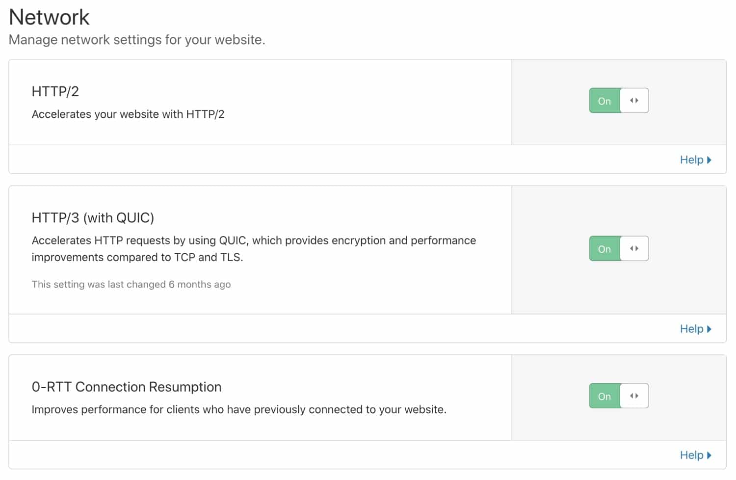 Inschakelen van HTTP/2, HTTP/3, en 0-RTT Connection Resumption.