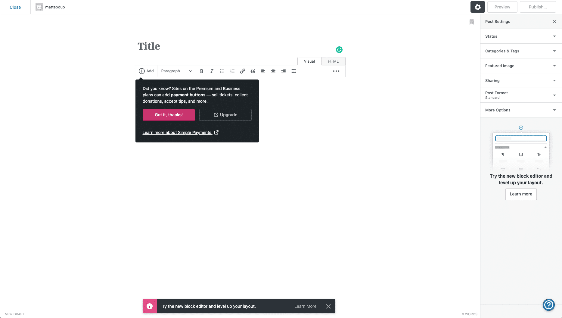 De editor van WordPress.com