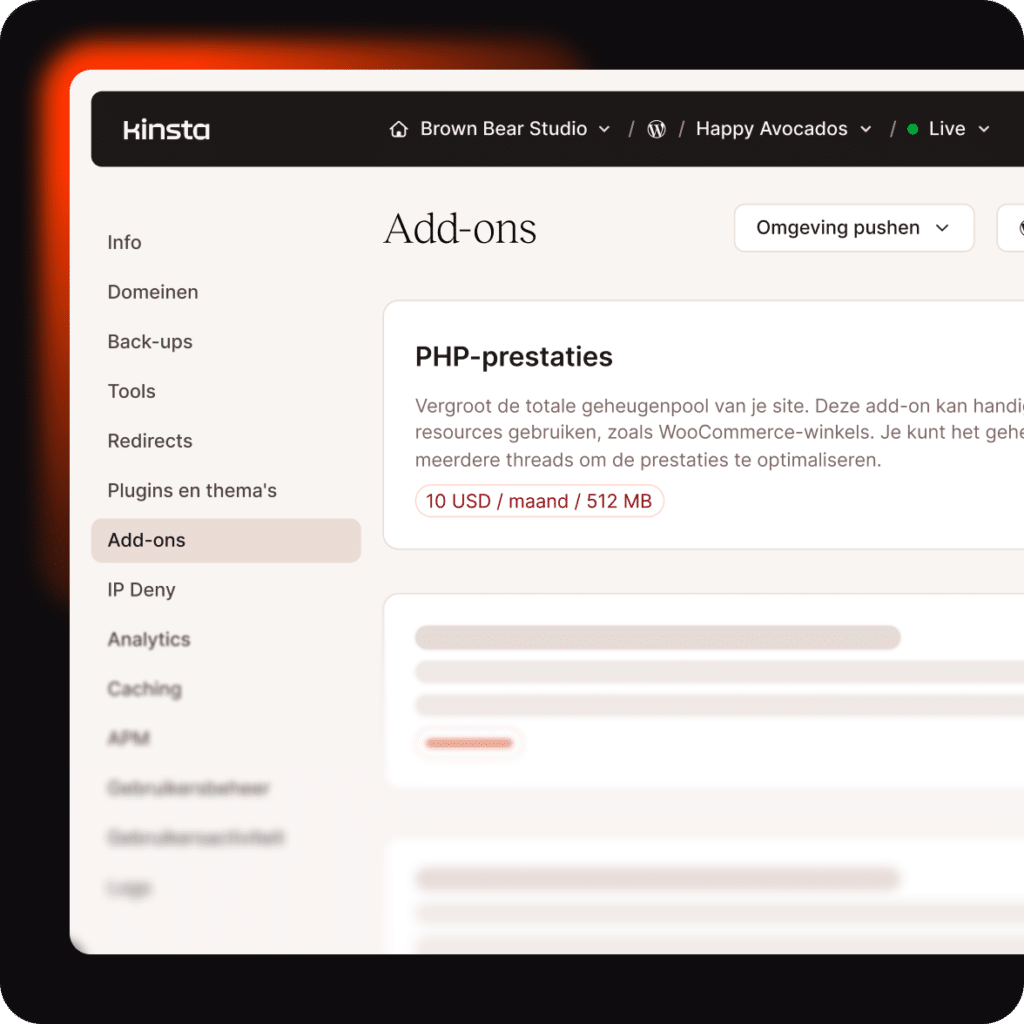 Schakel de PHP Performance add-on binnen enkele seconden in - rechtstreeks vanuit MyKinsta
