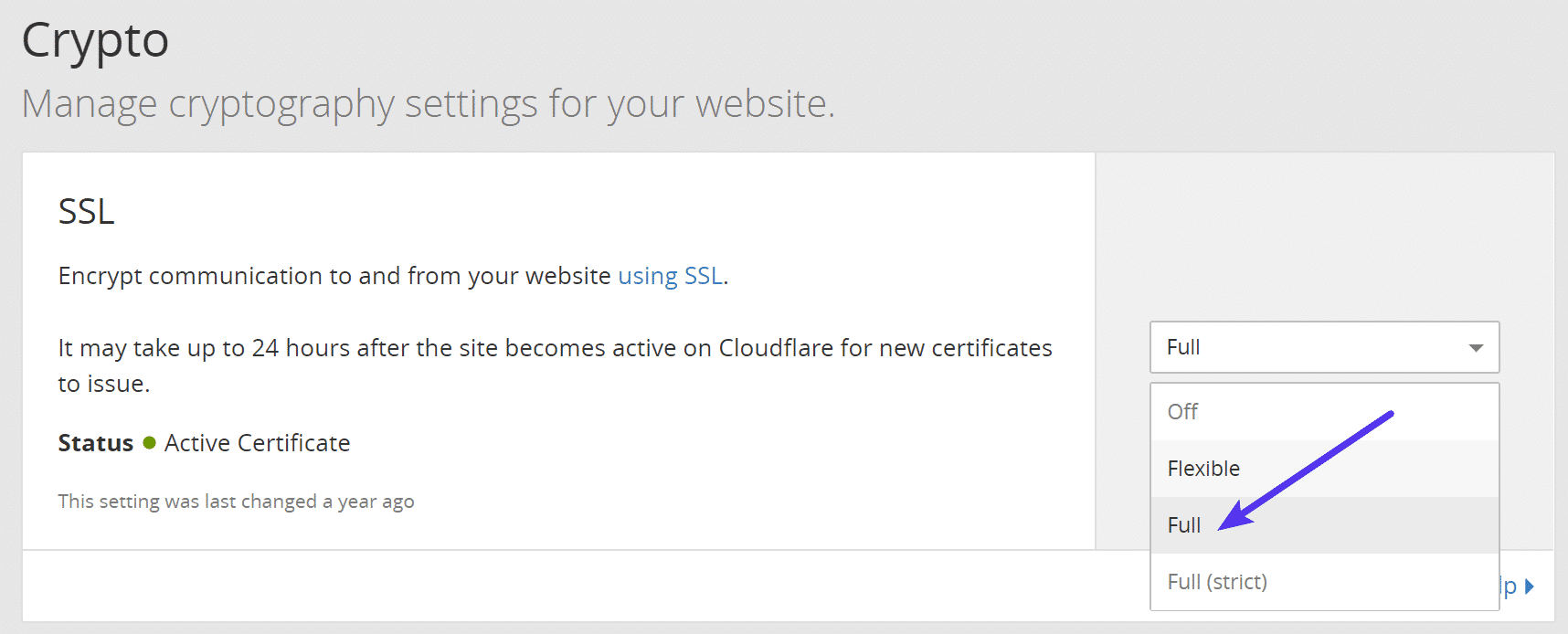 Cloudflare full Definir o nível de criptografia do Cloudflare para completo