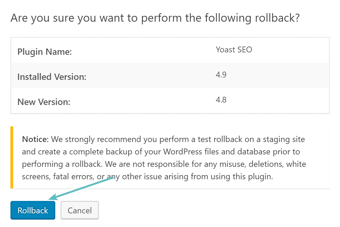 Plugin Rollback
