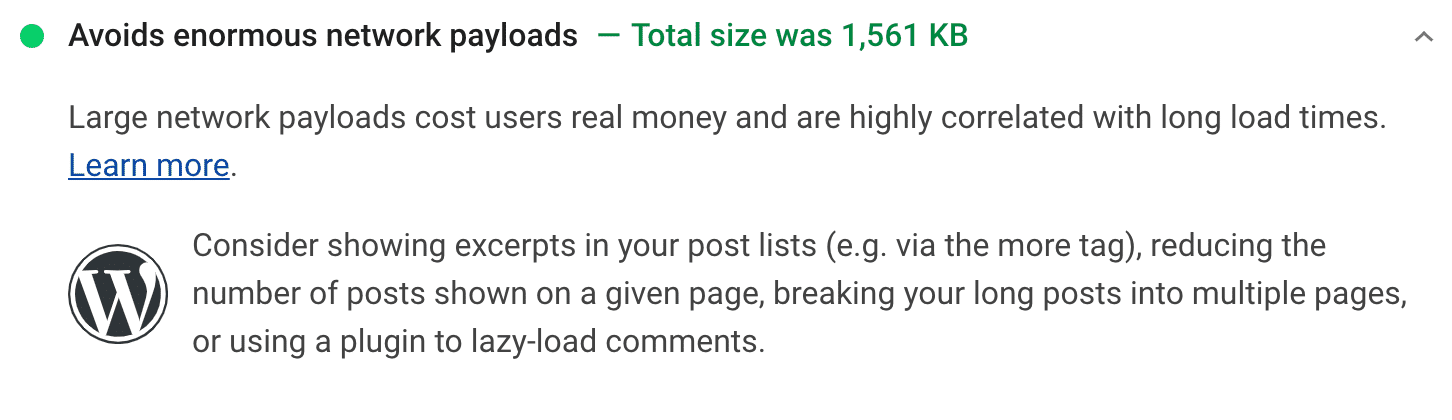 Recomendação: Evite cargas de rede excessivas.