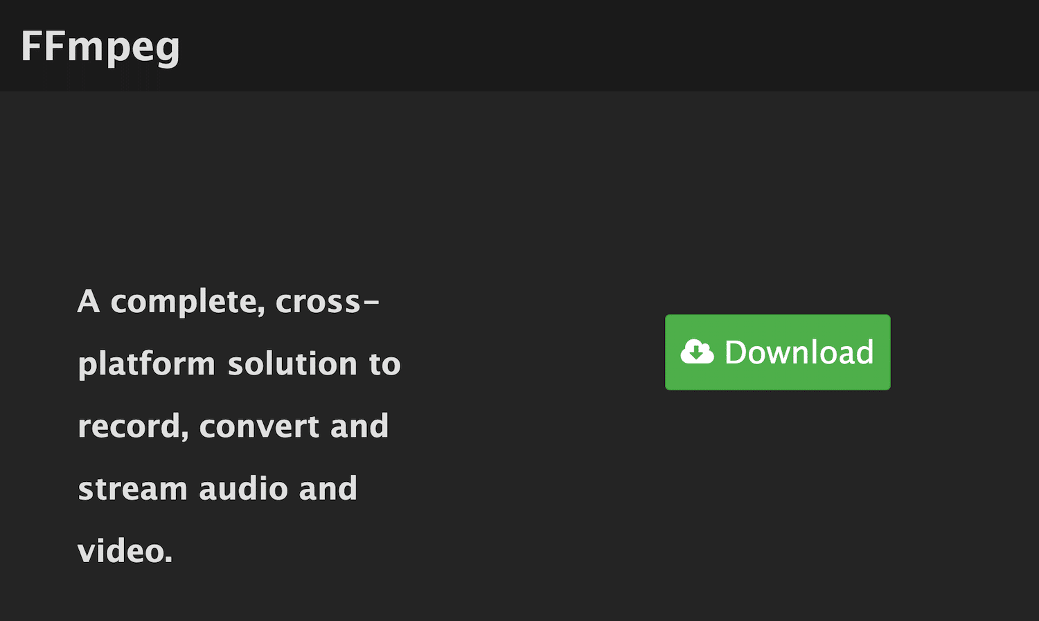 Ferramenta de conversão de formato de arquivo FFmpeg para vídeo e áudio.