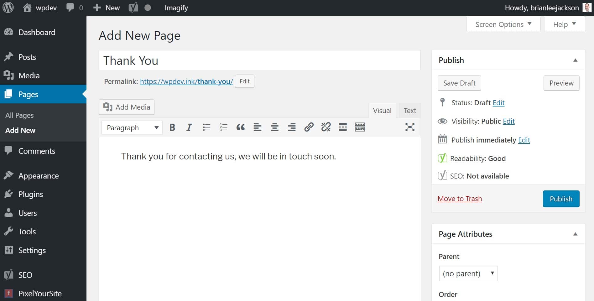 Create thank you conversion page Skapa tack-konverteringssida