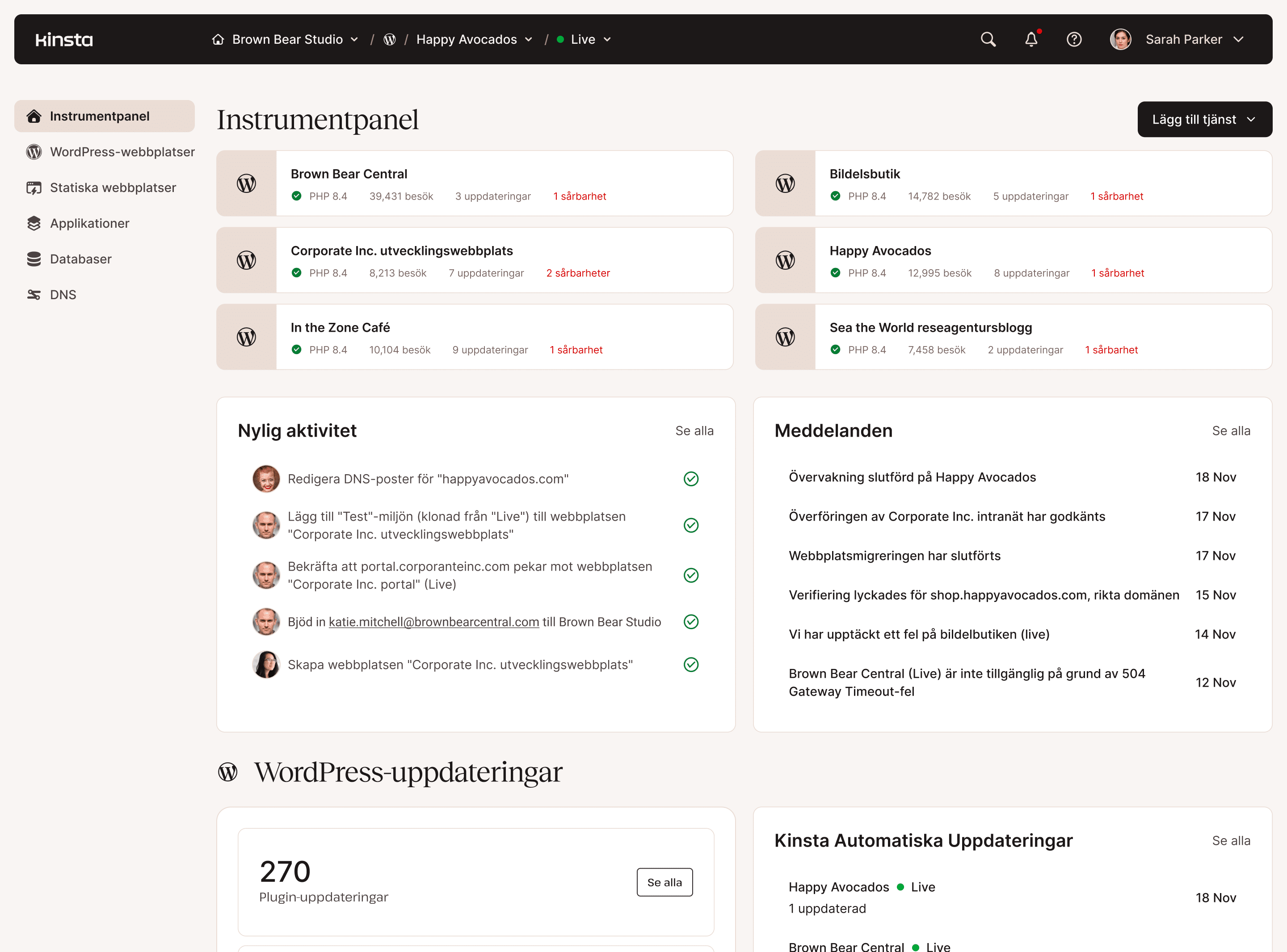 Kontrollpanel för serveradministration