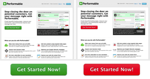 De kleuren van CTA knoppen kunnen invloed hebben op conversiepercentages.