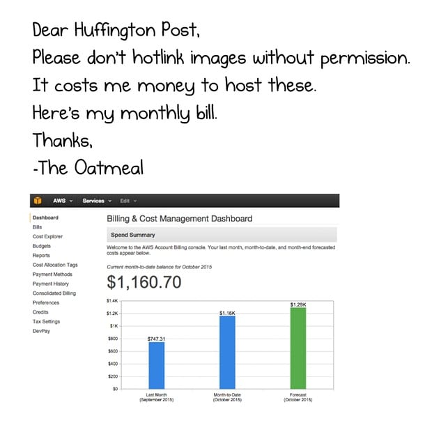 Exemplo de hotlinking de uma imagem hospedada em outro servidor.