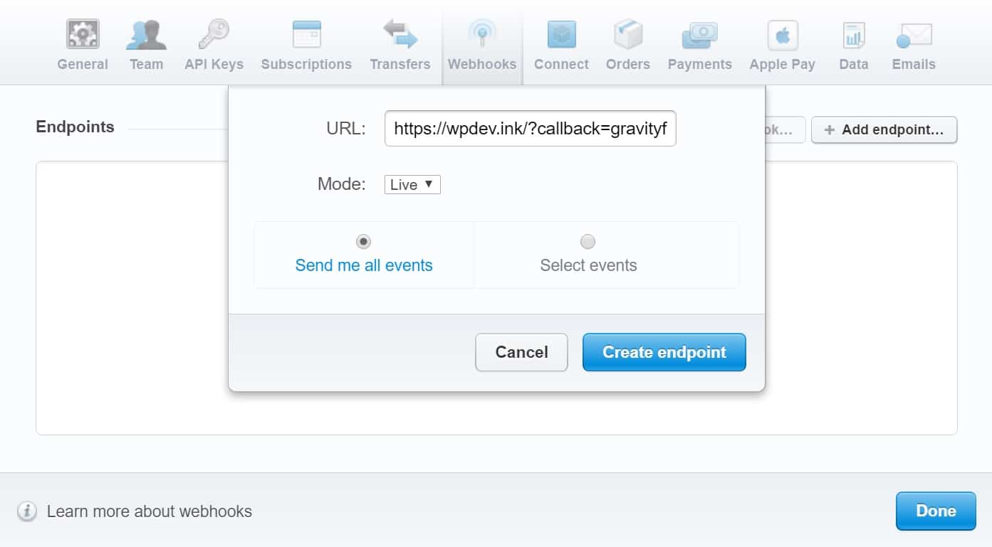Stripe webhook for Gravity Forms stripe webhook gravity forms