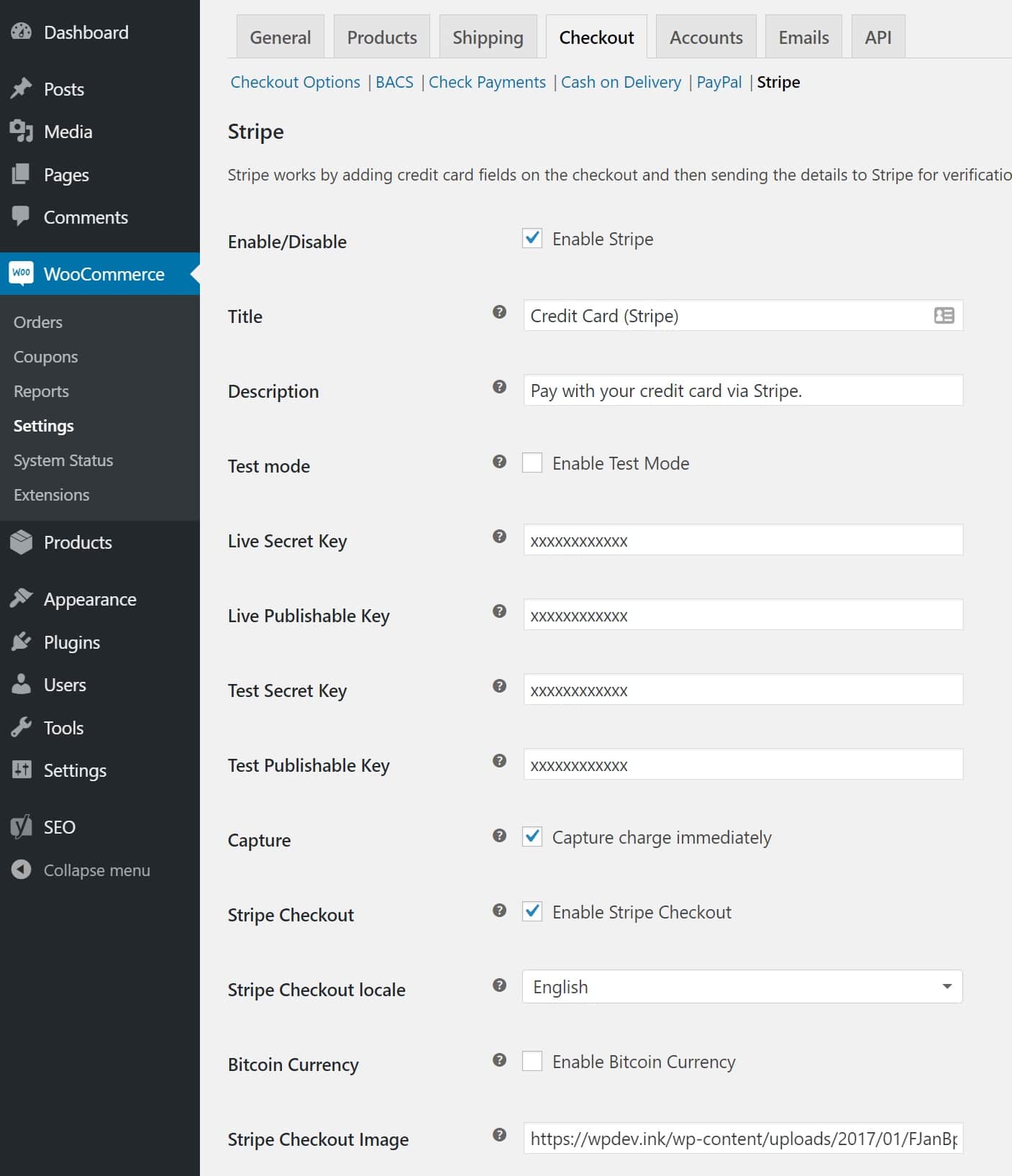 WooCommerce Stripe settings woocommerce stripe settings