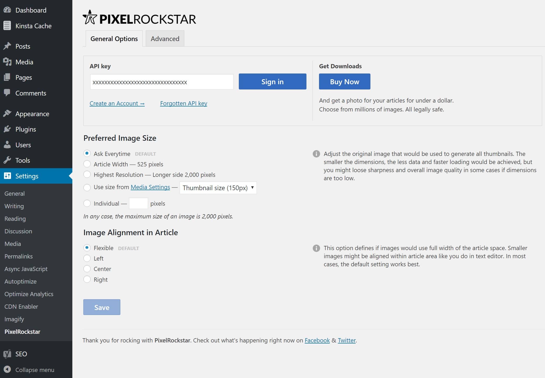 PixelRockStar settings pixelrockstar settings