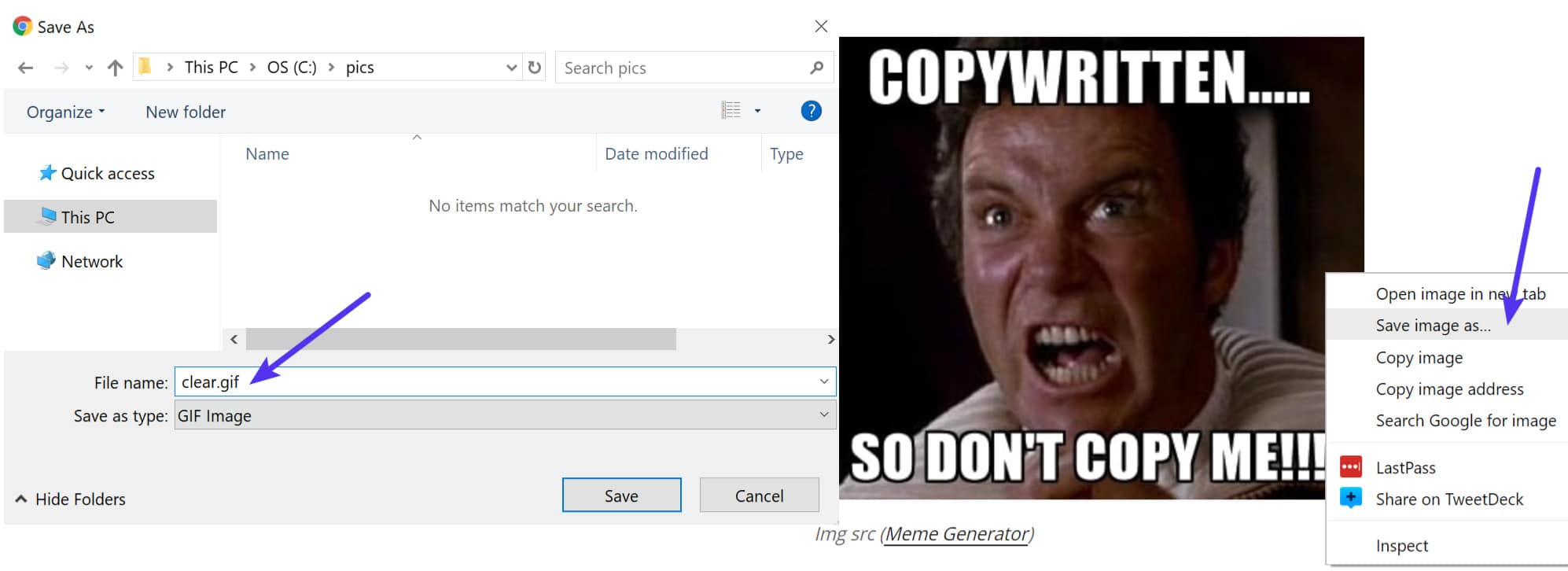 Ejemplo de Shrinkwrap images (Fuente: Meme Generator)
