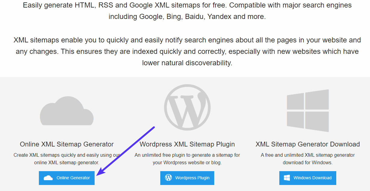 Using XML Sitemap Generator