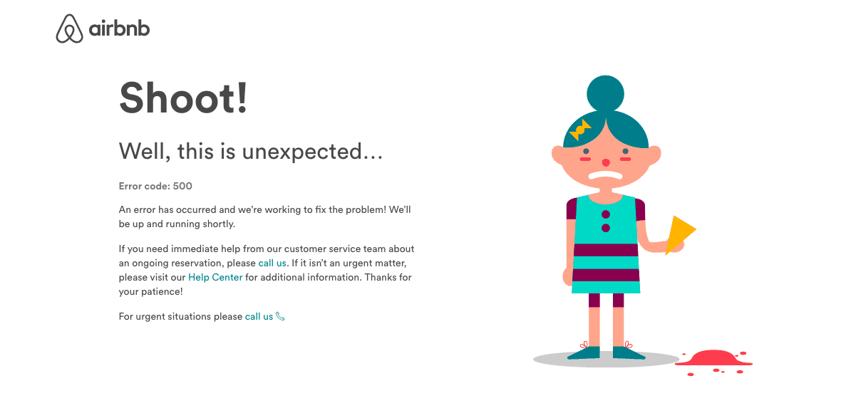 Error 500 internal server de Airbnb