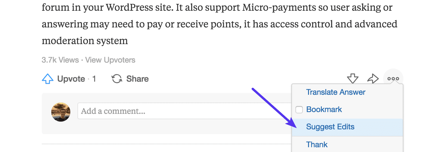 Suggerire modifiche in Quora