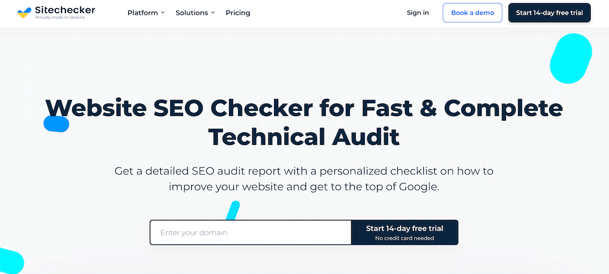Screenshot of the Sitechecker website.