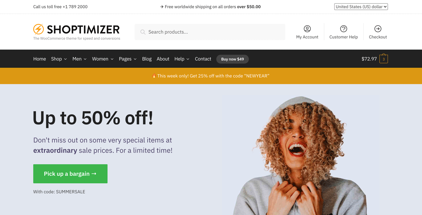 Shoptimizer WooCommerce-tema.