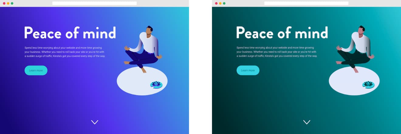 Example of how a regular design would look to color blind users