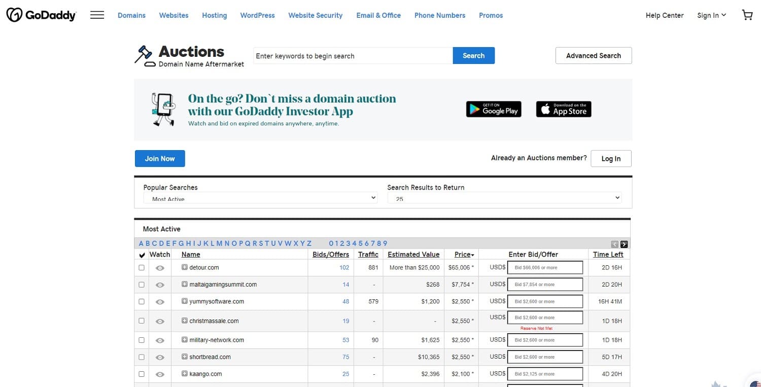 GoDaddy Auctions