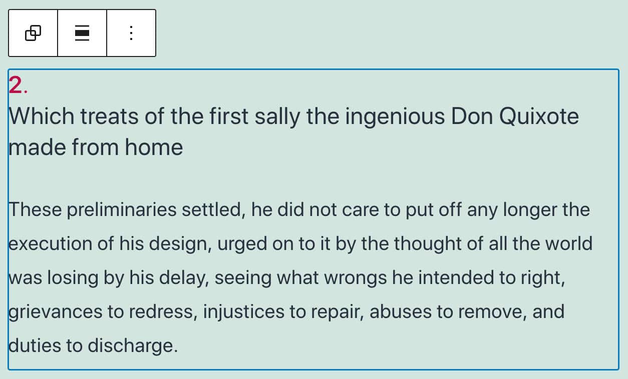 Pattern titolo e paragrafo in WordPress 5.6