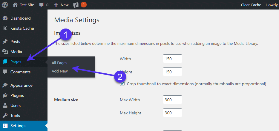 Aggiungere nuove pagine in WordPress