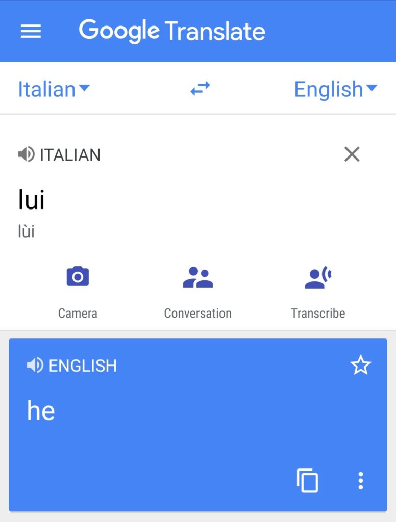 Lui in Italian means “he” in English