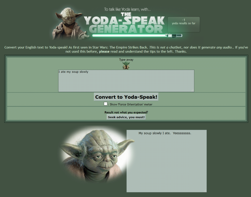 The Yoda-Speak Generator