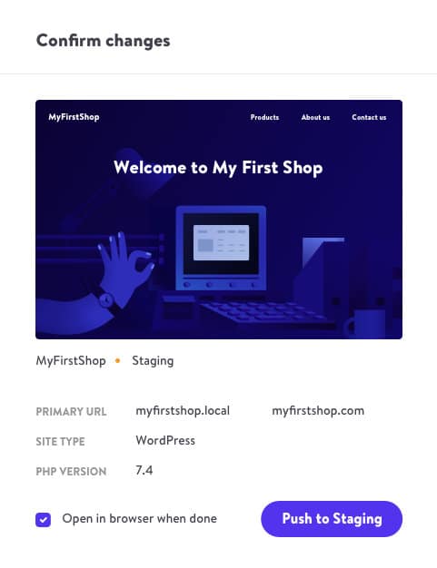DevKinsta push to Kinsta