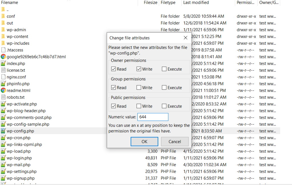 Comment saisir de nouvelles permissions de fichiers en utilisant FileZilla