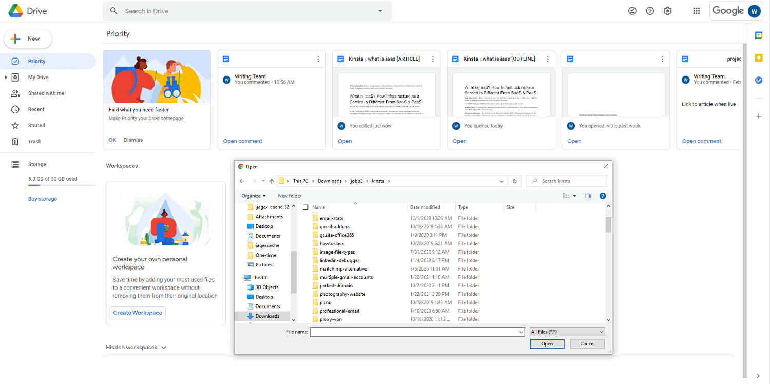 Google Drive, screenshot
