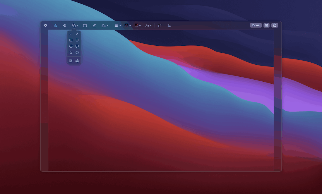 The Markup tools on macOS. Les outils de balisage sur macOS.