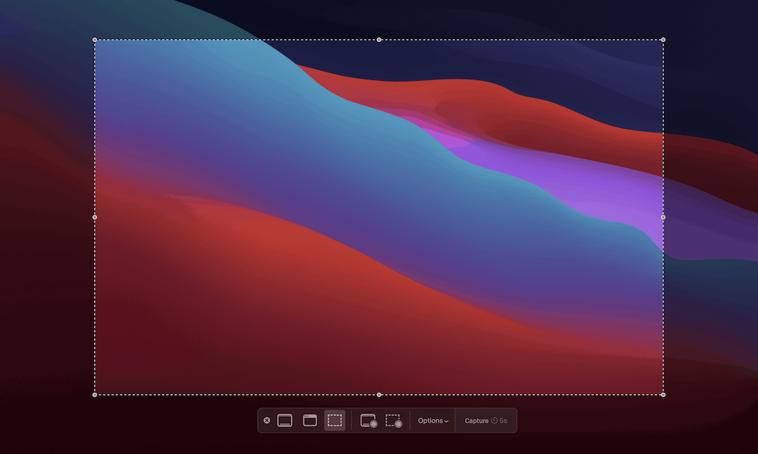 The Screenshot.app dedicated display. L'affichage dédié de Screenshot.app.