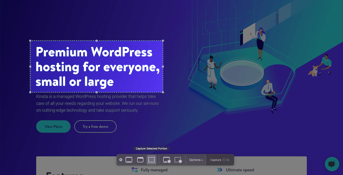 Capturing an area of the screen. Capture d'une zone de l'écran.