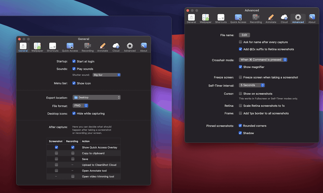 A CleanShot X ‘Pin’ to the screen. CleanShot X vous permet d’épingler des captures d'écran afin que vous puissiez y faire référence tout en travaillant dans d'autres fenêtres.