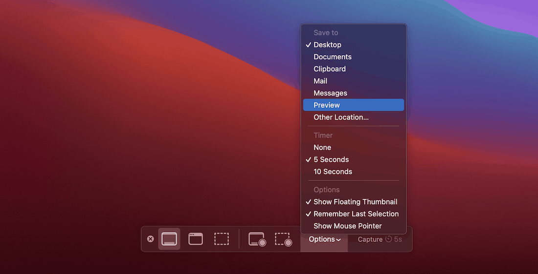 Screenshot.app’s image save locations. Emplacements d'enregistrement des images de Screenshot.app.