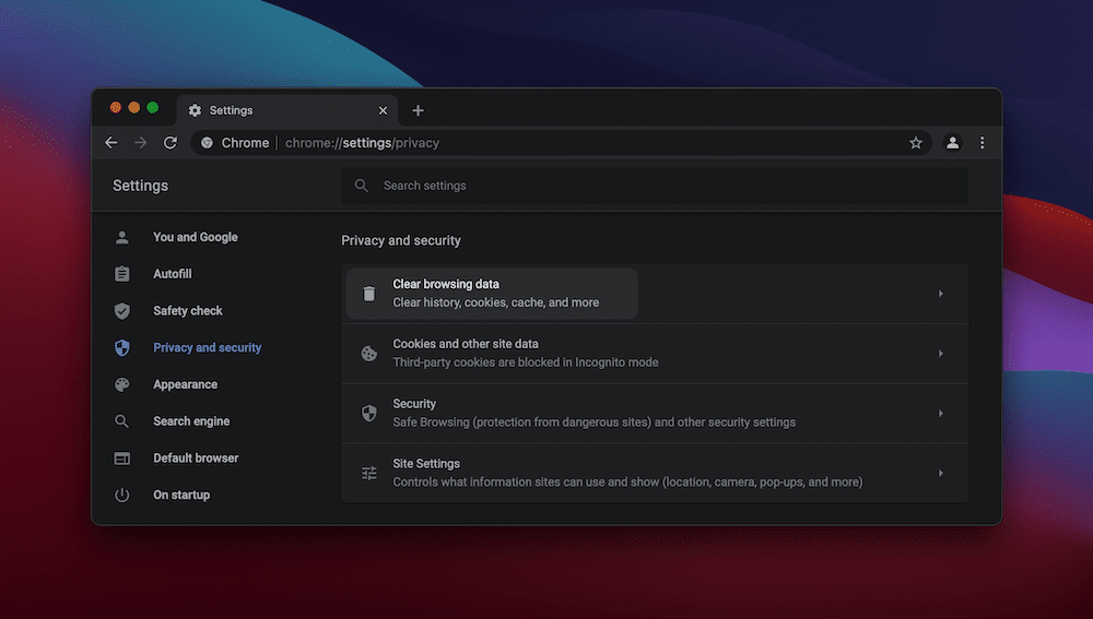 Google Chrome's Privacy and security settings. Die Datenschutz- und Sicherheitseinstellungen von Google Chrome.
