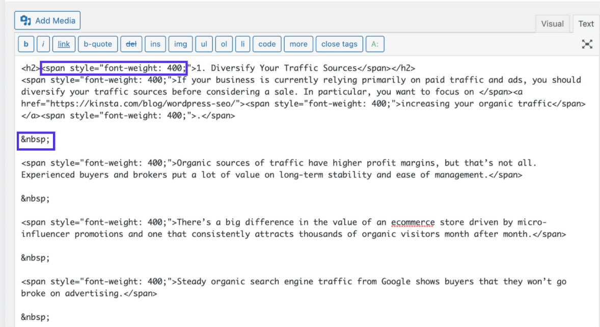 Extra kod när du kopierar Google Docs till WordPress.