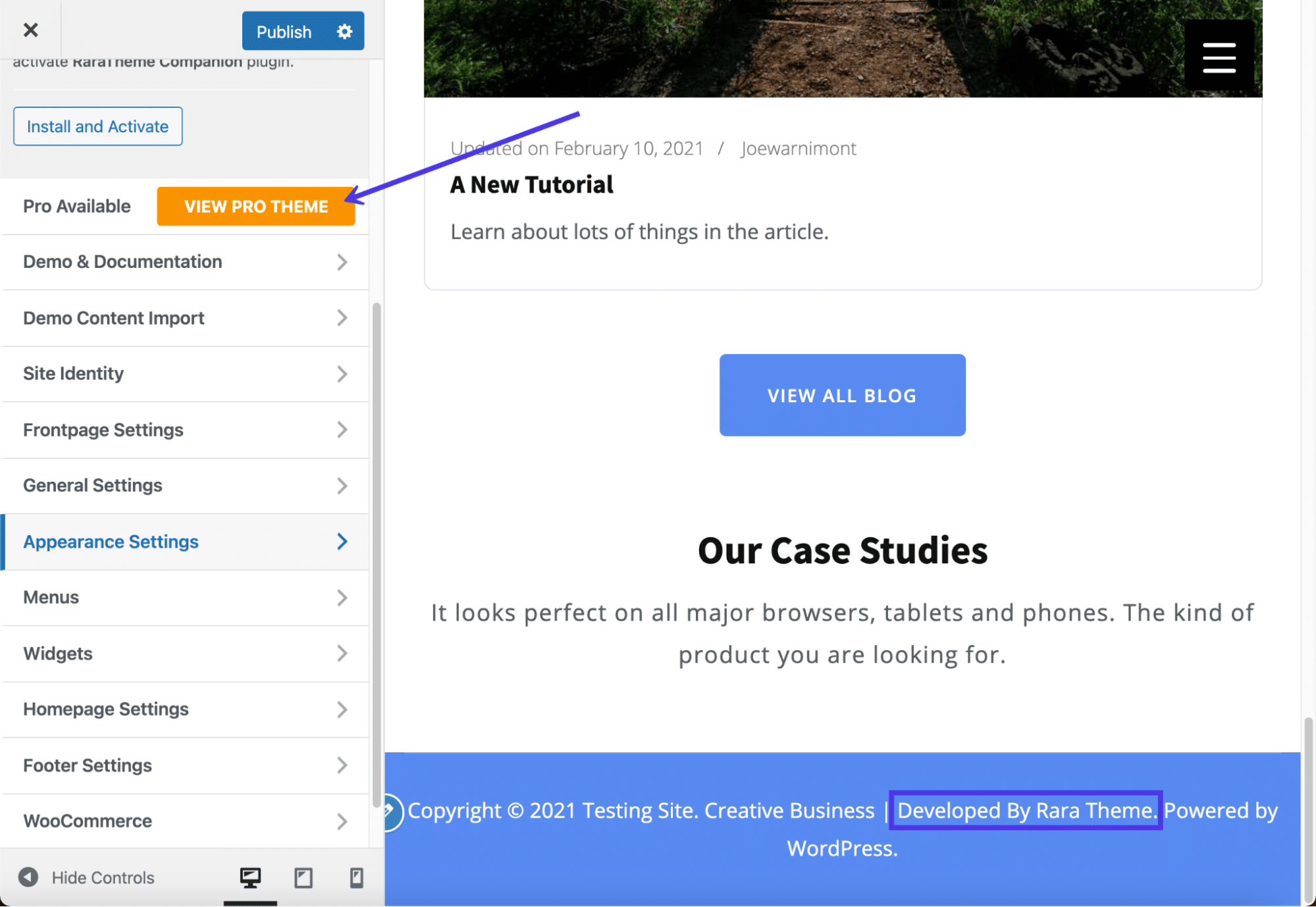 Overweeg om te upgraden naar premium themaversies om footercredits te verwijderen.