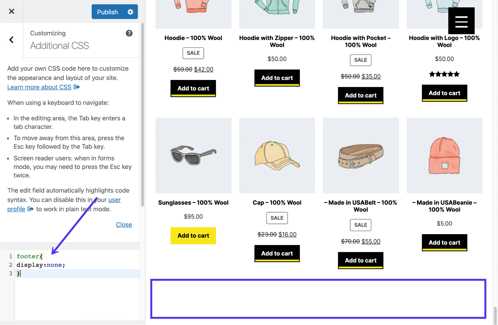 De CSS code plakken.