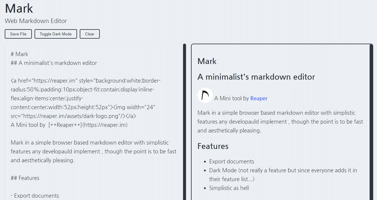 The Mark markdown editor De Mark markdown editor.