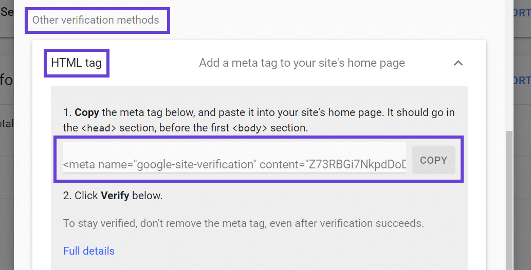 Where to find Google verification code Onde encontrar o código de verificação do Google.