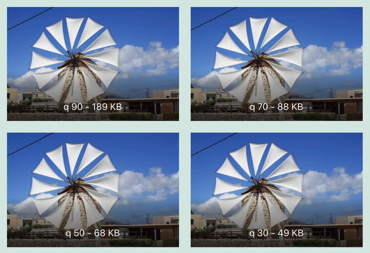 Vergelijking van bestandsgrootte en compressiefactoren.