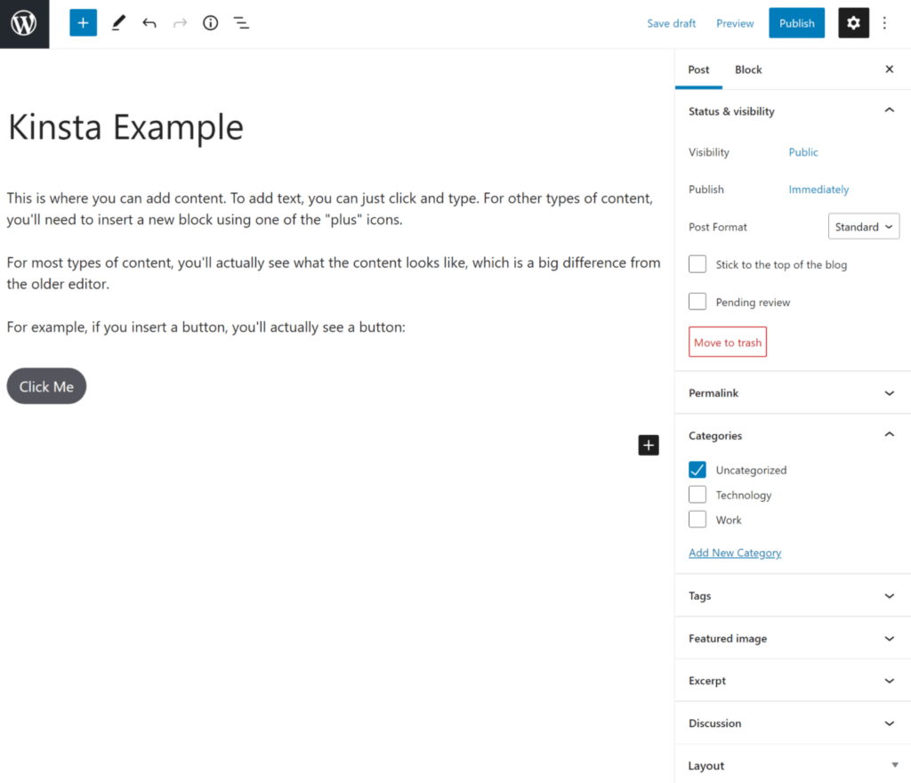 L'editor Gutenberg di WordPress.