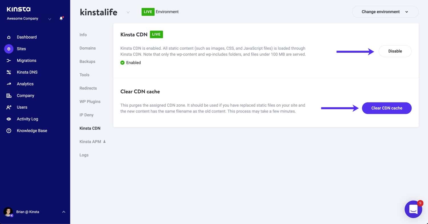 MyKinstaでのKinsta CDN設定