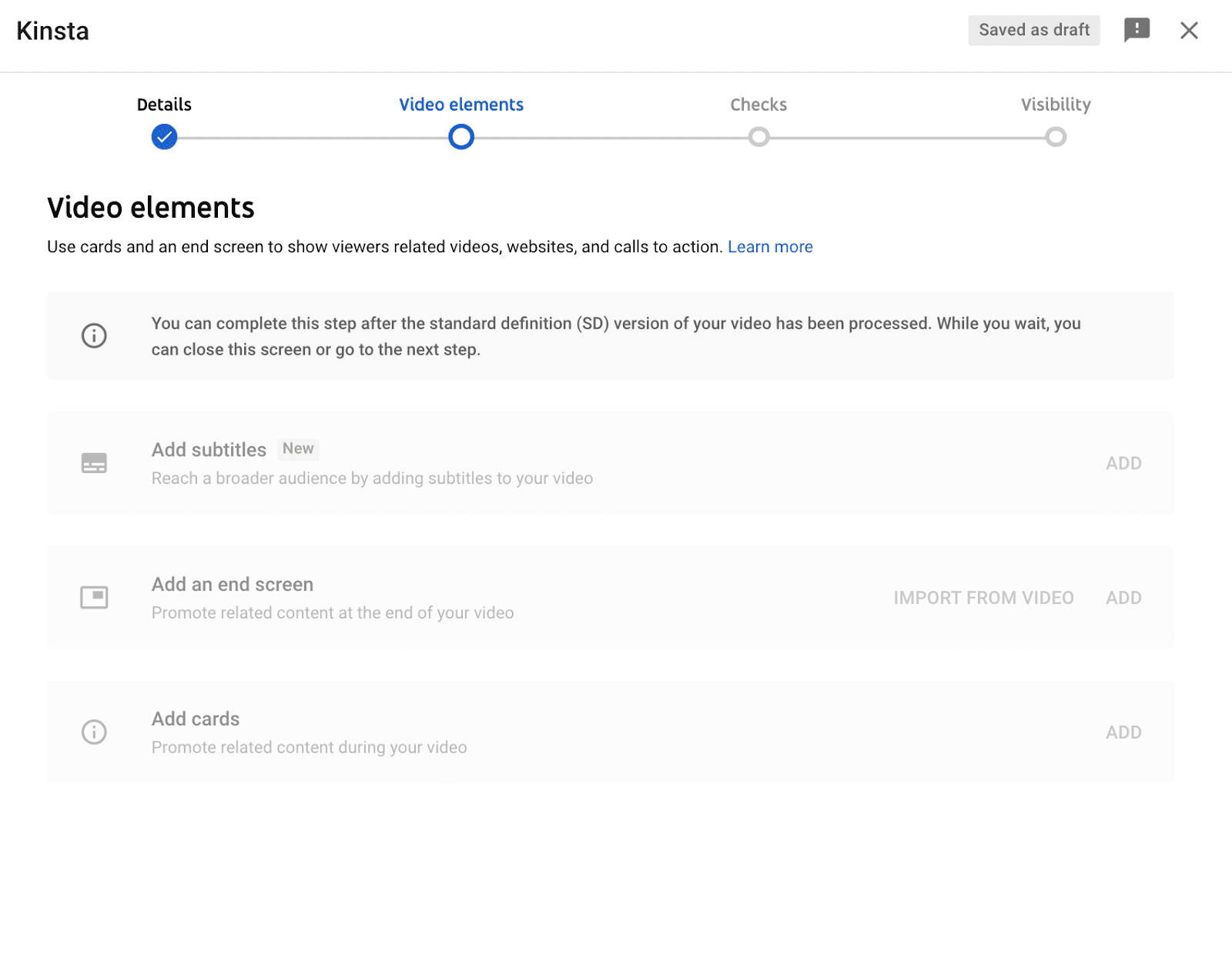 Adding video elements in YouTube Adicionando elementos de vídeo no YouTube