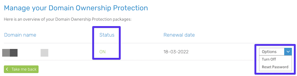La pantalla de gestión del DOP.